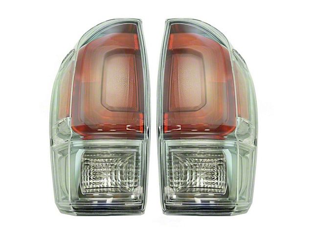 Tail Lights; Chrome Housing; Red Lens (16-19 Tacoma Limited)