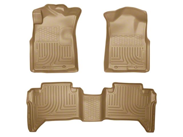 Husky Liners WeatherBeater Front and Second Seat Floor Liners; Footwell Coverage; Tan (05-15 Tacoma Double Cab)