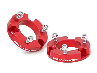 Rough Country 2-Inch Leveling Kit; Anodized Red (05-23 6-Lug Tacoma)