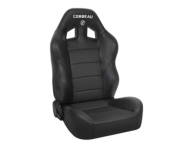 Corbeau Baja XRS Suspension Seats with Double Locking Seat Brackets; Black Vinyl/Cloth (07-10 Jeep Wrangler JK 2-Door; 07-14 Jeep Wrangler JK 4-Door)