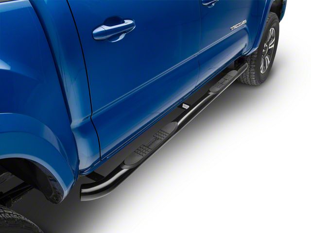 3-Inch Round Side Step Bars; Black (05-23 Tacoma Double Cab)