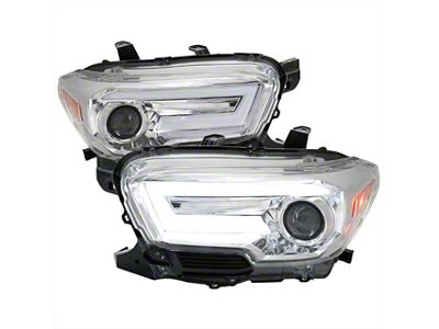 Switchback Sequential LED Bar Projector Headlights; Chrome Housing; Clear Lens (16-23 Tacoma w/ Factory Halogen Headlights)