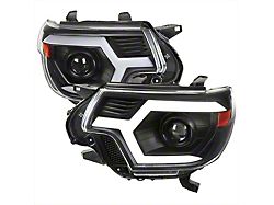 Switchback Sequential LED Bar Projector Headlights; Matte Black Housing; Clear Lens (12-15 Tacoma)