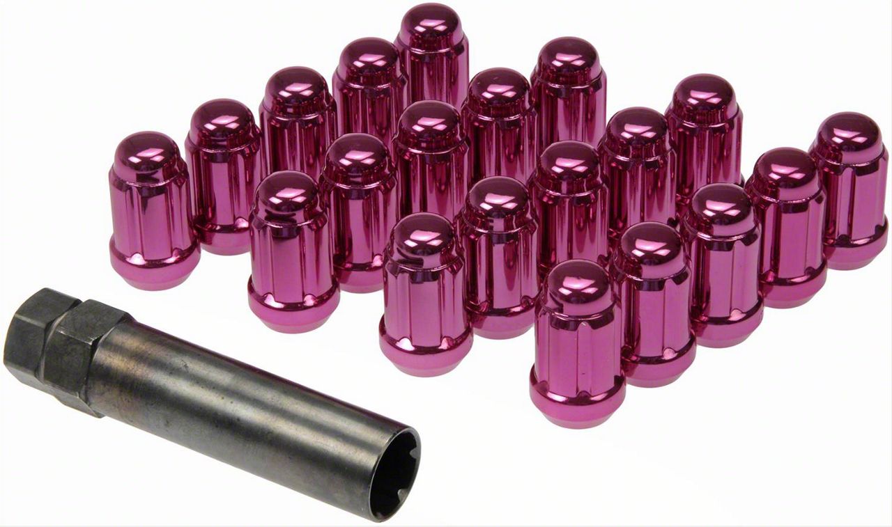 Pink 6-Spline Drive Wheel Lug Nuts; M12x1.50; Set of 20 (05-23 Tacoma)