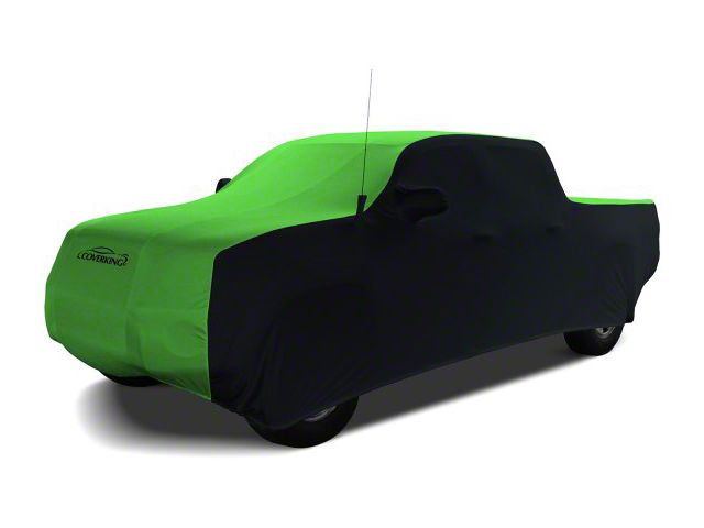 Coverking Satin Stretch Indoor Car Cover; Black/Synergy Green (16-23 Tacoma Access Cab w/o Factory Roof Rack)