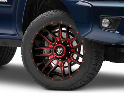 XF Offroad XF-222 Gloss Black Red Milled 6-Lug Wheel; 20x9; 12mm Offset (05-15 Tacoma)