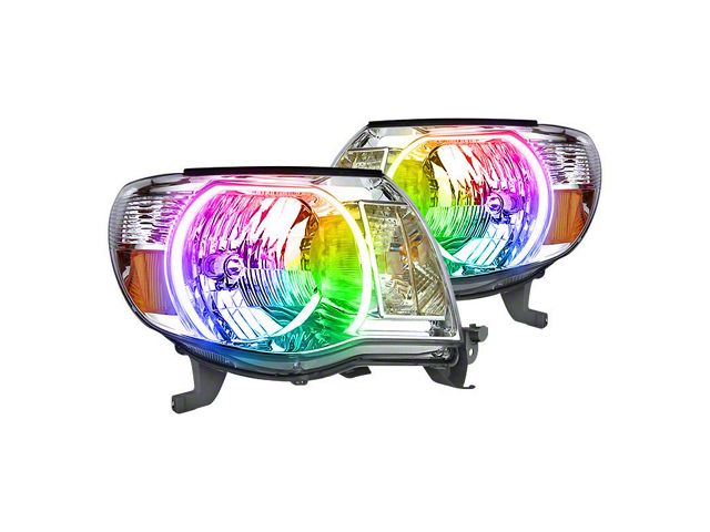 Oracle OE Style Headlights with ColorSHIFT Halo; Chrome Housing; Clear Lens (05-11 Tacoma)