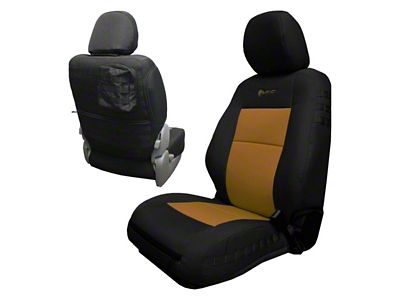 Bartact Tactical Series Front Seat Covers; Black/Coyote (16-19 Tacoma w/ Bucket Seats)