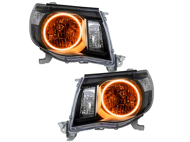 Oracle OE Style Headlights with White LED Halo; Black Housing; Clear Lens (05-11 Tacoma)