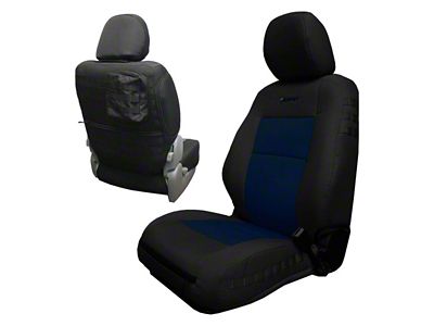 Bartact Tactical Series Front Seat Covers; Black/Navy (16-19 Tacoma w/ Bucket Seats)
