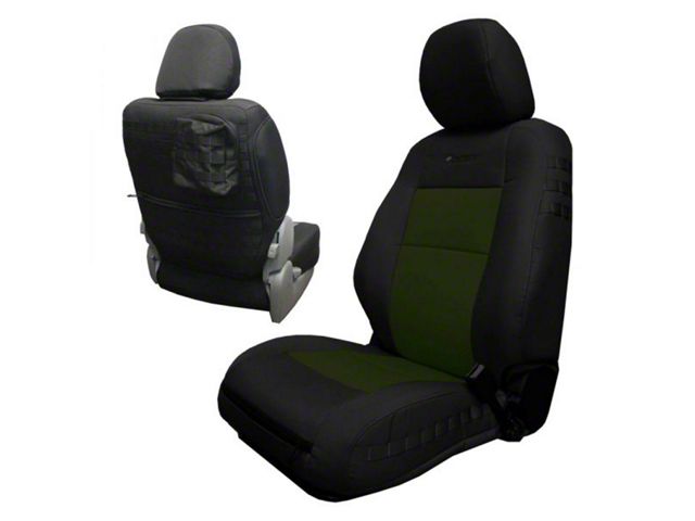 Bartact Tactical Series Front Seat Covers; Black/Olive Drab (16-19 Tacoma w/ Bucket Seats)