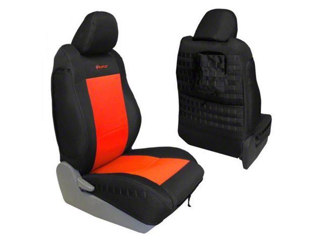 Bartact Tactical Series Front Seat Covers; Black/Orange (09-15 Tacoma w/ Bucket Seats, Excluding TRD Pro)