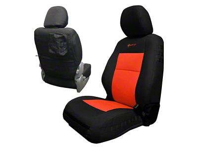 Bartact Tactical Series Front Seat Covers; Black/Orange (16-19 Tacoma w/ Bucket Seats)