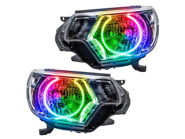 Oracle OE Style Headlights with ColorSHIFT Halo; Chrome Housing; Clear Lens (12-15 Tacoma)
