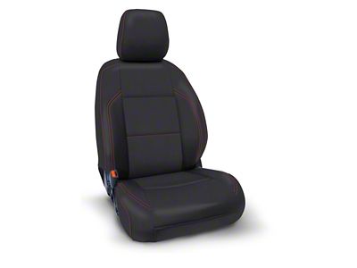 PRP Front Seat Covers; Black with Red Stitching (16-23 Tacoma w/ Electric Seat Adjusters)