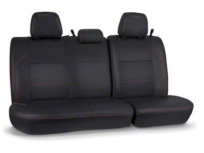 PRP Rear Bench Seat Cover; Black with Red Stitching (16-23 Tacoma Double Cab)