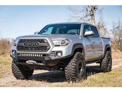 Southern Style Offroad Slimline Hybrid Front Bumper with Bull Bar and Winch Access Holes; Matte Black (16-23 Tacoma)
