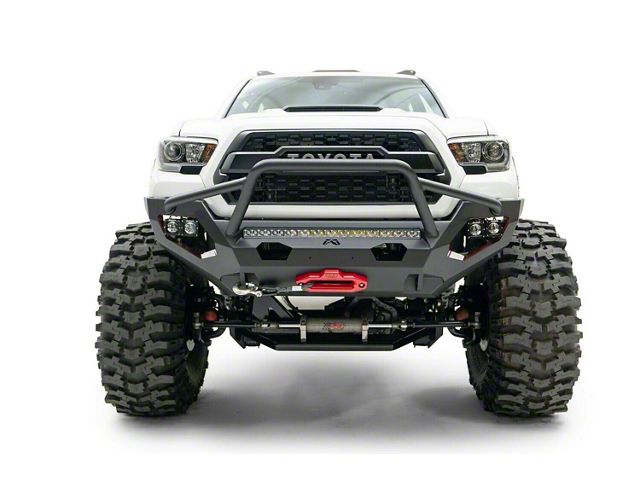 Fab Fours Matrix Winch Front Bumper with High Pre-Runner Guard; Bare Steel (16-23 Tacoma)