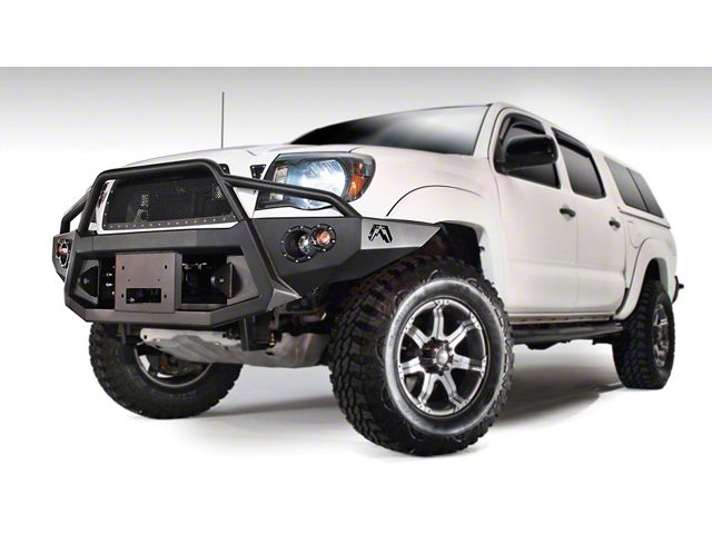 Fab Fours Premium Heavy Duty Winch Front Bumper with Pre-Runner Guard; Bare Steel (05-11 Tacoma)