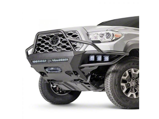 Fab Fours Ultra Light Hybrid Winch Front Bumper with High Pre-Runner Guard; Bare Steel (16-23 Tacoma)
