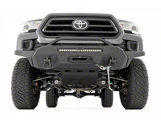 Rough Country Hybrid High Clearance Front Bumper with 20-Inch Black Series White DRL LED Light Bar and PRO9500S Winch (16-23 Tacoma)