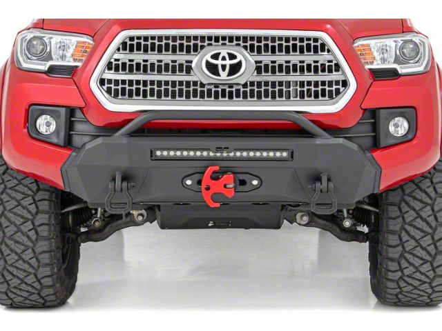 Rough Country Hybrid Stubby Front Bumper with 20-Inch Black Series LED Light Bar and PRO12000S Winch (16-23 Tacoma)