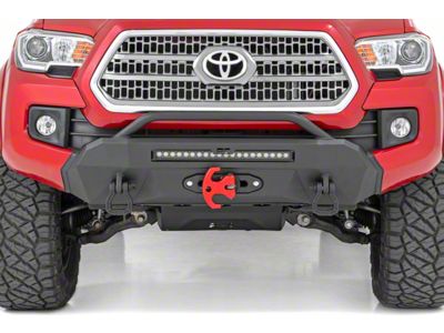 Rough Country Hybrid Stubby Front Bumper with 20-Inch Black Series White DRL LED Light Bar and PRO12000S Winch (16-23 Tacoma)
