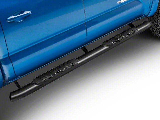 Rough Country Oval Nerf Side Step Bars; Black (05-23 Tacoma Double Cab)