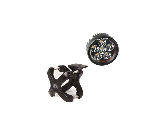 Rugged Ridge 3.50-Inch Round LED Light with Small X-Clamp Kit; Black; 1-Piece (Universal; Some Adaptation May Be Required)