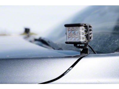 Cali Raised LED 27W Side Shooter LED Lights with Ditch Mounting Brackets and Small Blue Backlight Switch (16-23 Tacoma)