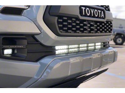 Cali Raised LED 32-Inch LED Light Bar with Hidden Bumper Mounting Brackets and Small Blue Backlight Switch; Spot Beam (16-23 Tacoma)