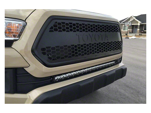 Cali Raised LED 32-Inch Single Row LED Light Bar with Lower Bumper Flush Mounting Brackets and Tall Blue Backlight Switch; Combo Beam (16-23 Tacoma)