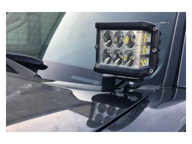 Cali Raised LED 3x2-Inch 18W Amber LED Lights with Ditch Mounting Brackets and Blue Backlight Switch (05-15 Tacoma)