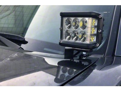 Cali Raised LED 3x2-Inch 18W Amber LED Lights with Ditch Mounting Brackets and Blue Backlight Switch (05-15 Tacoma)
