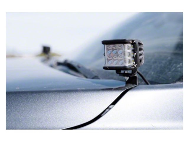 Cali Raised LED 3x2-Inch 18W Amber LED Lights with Ditch Mounting Brackets and Small Blue Backlight Switch (16-23 Tacoma)