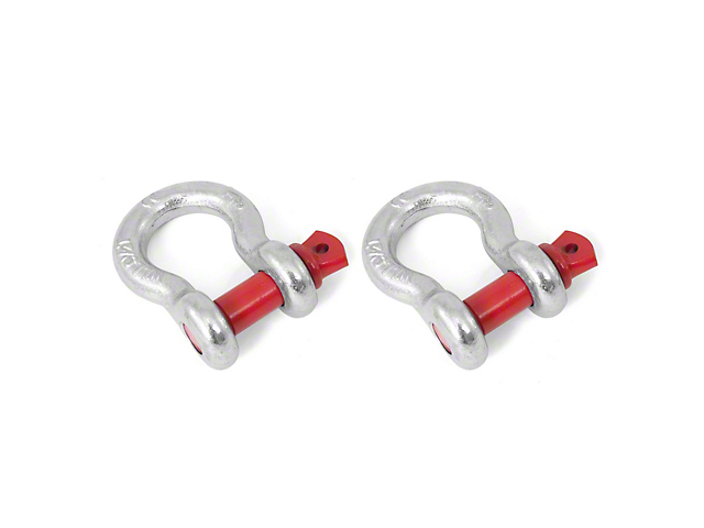 Rugged Ridge 7/8-Inch D-Ring Shackles; Silver