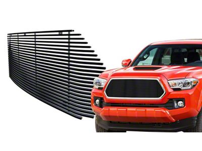 Stainless Steel Billet Upper Replacement Grille; Black (16-17 Tacoma w/o TSS Sensor)