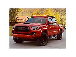 Cali Raised LED Economy Roof Rack with 42-Inch Single Row LED Light Bar and Tall Amber OEM Style Switch (05-23 Tacoma Double Cab)