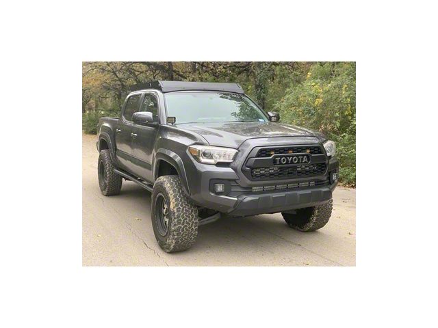 Cali Raised LED Premium Roof Rack with 42-Inch Dual Row White Combo Beam LED Light Bar and Tall Blue Switch (05-23 Tacoma Double Cab)