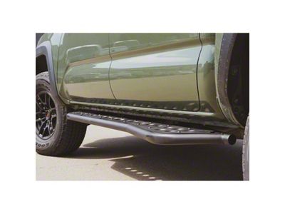 Cali Raised LED Step Edition Bolt On Rock Sliders with Raw Filler Plate; Bed Liner Coating (05-23 Tacoma Double Cab w/ 5-Foot Bed)