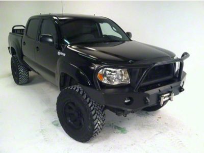 Expedition One Winch Front Bumper with WrapAround Bull Bar; Textured Black (12-15 Tacoma)