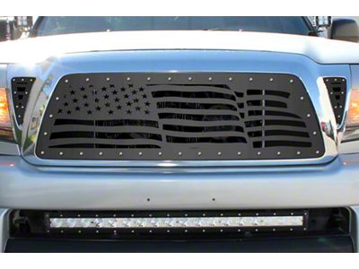 1-Piece Steel Upper Grille Insert; Wavy American Flag (05-11 Tacoma)