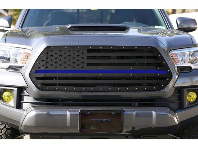 1-Piece Steel Upper Replacement Grille; American Flag with Acrylic Underlay (16-17 Tacoma)