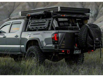 Backwoods Adventure Mods Hi-Lite High Clearance Dual Swing Out Rear Bumper; Black (16-23 Tacoma)