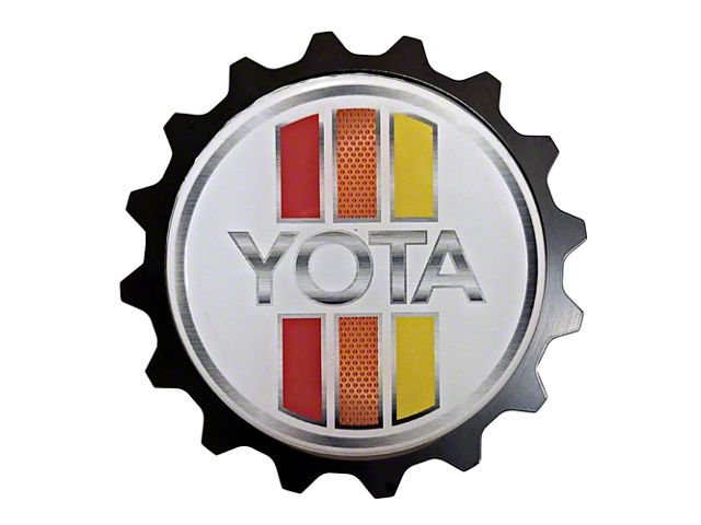 Grillebadgestore Premium Aluminum Grille Badge; Gear 80 Style Tri-Color Yota Badge White (Universal; Some Adaptation May Be Required)