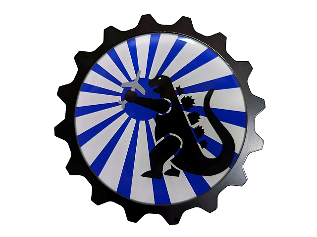 Grillebadgestore Premium Aluminum Grille Badge; Gear Blue Tokyo Lizard (Universal; Some Adaptation May Be Required)