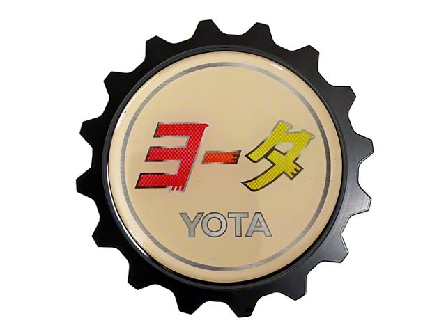 Grillebadgestore Premium Aluminum Grille Badge; Gear Katakana Script Yota Beige (Universal; Some Adaptation May Be Required)