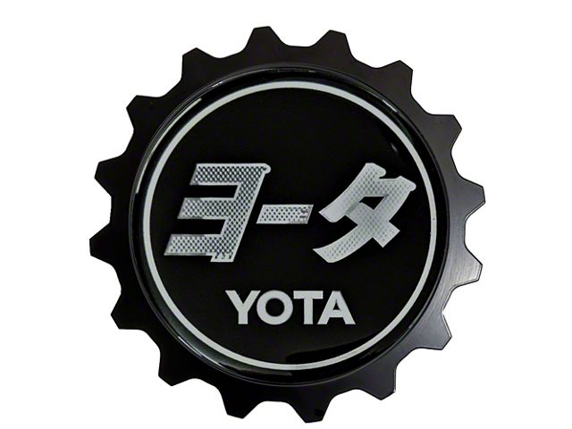 Grillebadgestore Premium Aluminum Grille Badge; Gear Katakana Script Yota Grayscale (Universal; Some Adaptation May Be Required)