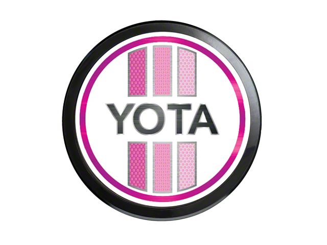 Grillebadgestore Premium Aluminum Grille Badge; Round 80 Style Yota Pink White (Universal; Some Adaptation May Be Required)
