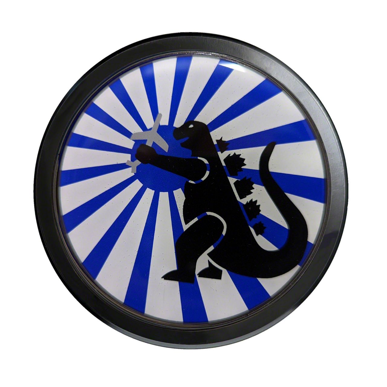 Grillebadgestore Premium Aluminum Grille Badge; Round Blue Tokyo Lizard (Universal; Some Adaptation May Be Required)